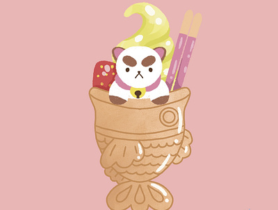 Taiyaki ft. Puppycat cuteart design illustration kawaiiart procreate