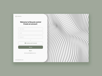 UI sign up page