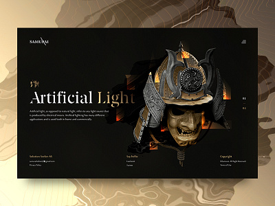 Artificial Light design helmet light mask page promo samurai screen