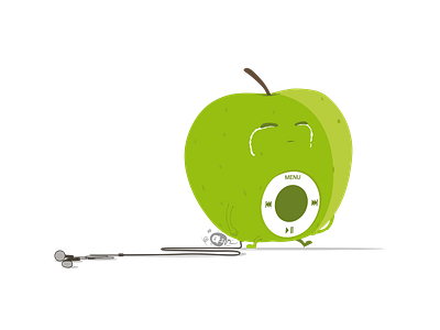 iPomme apple cartoon character food fruit green headphone pomme