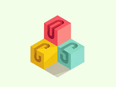 Older try OCS color cube design illustration isometric logo material