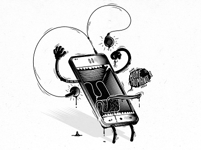 Addict black design geek graphic illustration nerd network smartphone social