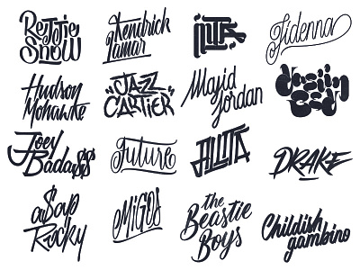 Lettering Rappers artist black handmade hiphop illustrator lettering logo music rap typography vector