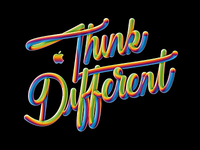 Think Different apple branding design graphic illustration illustrator lettering logo rainbow type typo typography vector