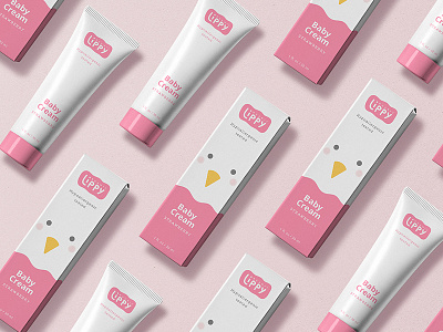 Lippy cosmetic animal baby branding cosmetics packaging pink
