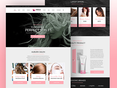 Auburn beauty branding concept design hair home page landing page salon site web website