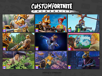 Custom Fortnite thumbnails for gaming videos