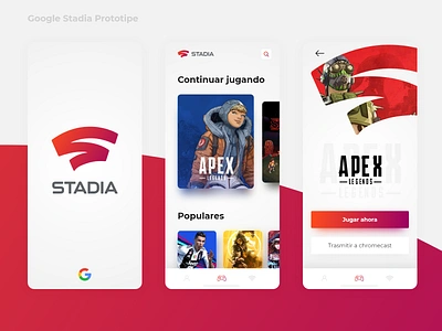 Google Stadia Prototipe adobexd android apex apex legends app app apps application chile design dribbble fifa game google ios online stadia stranger things streaming ui ux