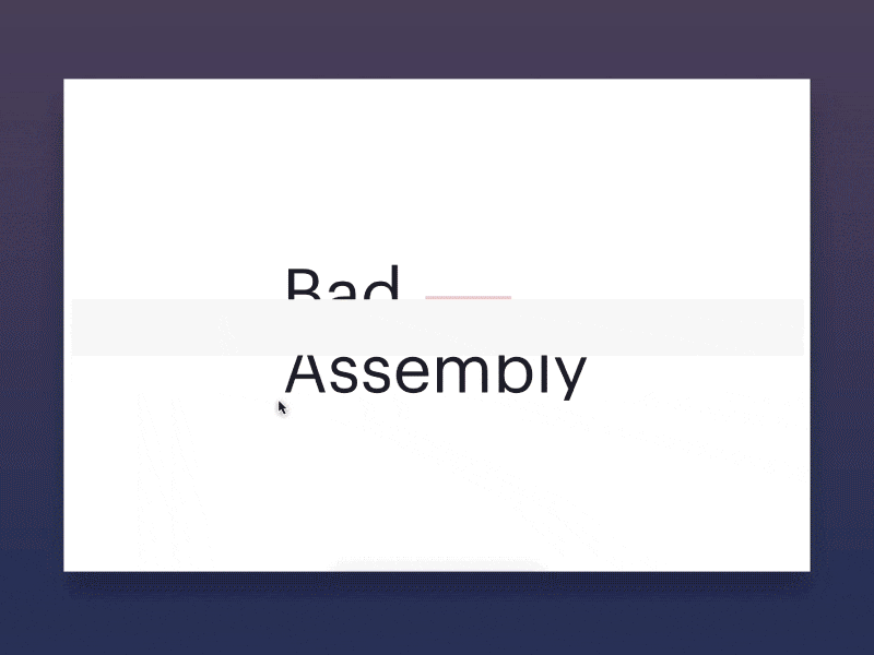 Bad Assembly Teaser Site design digital motion ui ux