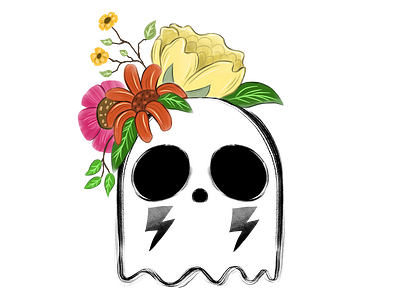 Floral Ghost cartoony creature creepy cute digital art floral floral ghost flower art ghost procreate t shirt design