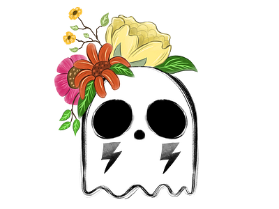 Floral Ghost cartoony creature creepy cute digital art floral floral ghost flower art ghost procreate t shirt design