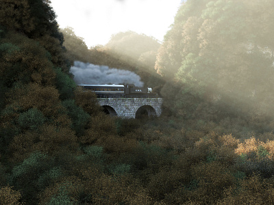 Train on bridge. 3dmodeling 3drendering 3dsmax photoshop vray