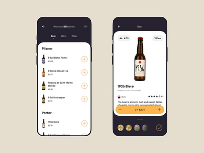 Drinks app app application beer cider design drinks icons ui wine