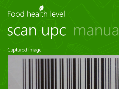 Scan UPC app screen wp7