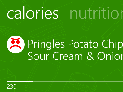 Calories screen app calories wp7