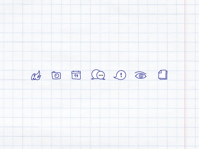 Handwritten-like icons handwritten icons ink paper pen squared
