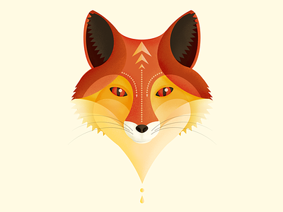 Tribal Fox animal face fox geometric illustration orange texture