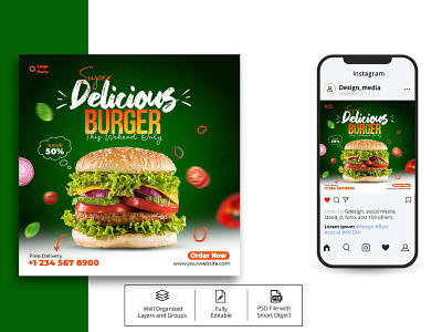 Social Media Design | Food Burger Restaurant Banner Ads