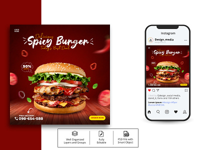 Social Media Design | Food Burger Restaurant Banner Ads ads design advertisement banner ads banner design banner design social media design graphic design social media banner ads social media design