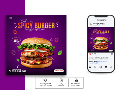 Social Media Design | Food Burger Restaurant Banner Ads