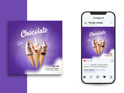 Social Media Post Design | Ice cream banner