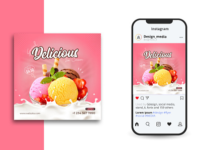 Social media design  | ice cream food banner