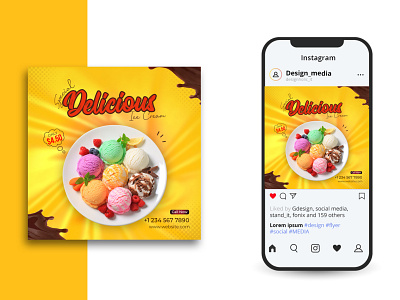 social media post design | ice cream banner ads design advertisement banner banner ads banner design banner design for ice cream cream design graphic design ice media social social media post design