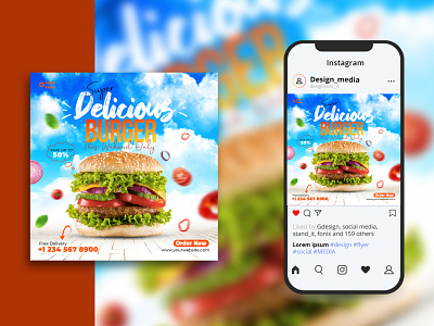 Social Media Post Design Fast Food Burger ad campaign ads design ads design for social media advertisement banner banner ads banner design design designer facebook post fast food banner graphic design graphic design banner instagram post social media banner ads