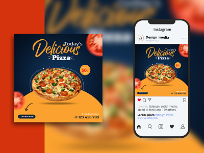 Social Media post design | Restaurant Food Pizza