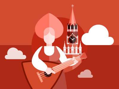 Learn Russian balalaika illustration kremlin red russia star