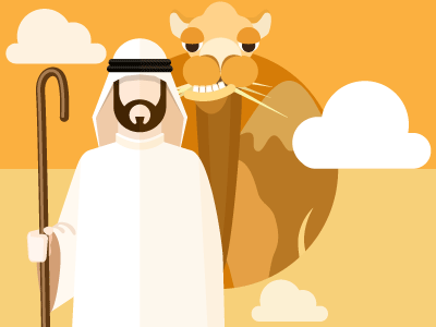 Learn Arabic arabic beard camel desert illustration