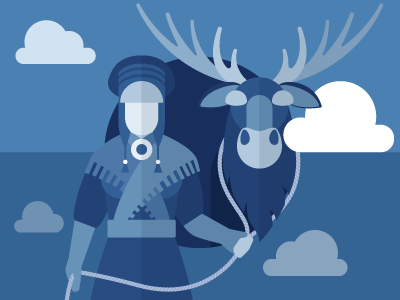 Learn Finnish Illustration blue deer finnish illustration language learn languages reindeer
