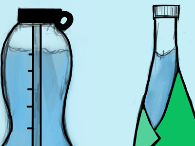 Bottle Design for a water bottle making client sketch illustration