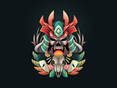 Japanese Myth Illustration antler colorfull design designs esports games geisha illustration japan mascot mask modern samurai skull vector