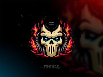 Skull Fire Mask brand branding demon designs esports fire flame games gaming icon illustration logo masculine mask modern skull sport stream twitch