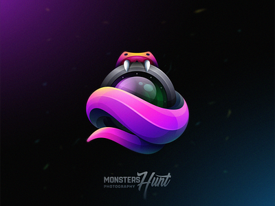 Monster Hunt 3d brand branding colorfull design designs esports games hunt icon illustration lens logo modern monster snake tail