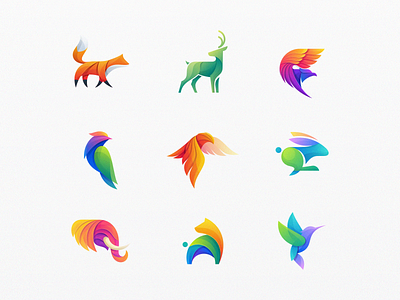 Animal Colorful Logos animal bear bird brand branding buck bunny colorful deer design designs eagle elephant fox gradient icon illustration logo mark modern