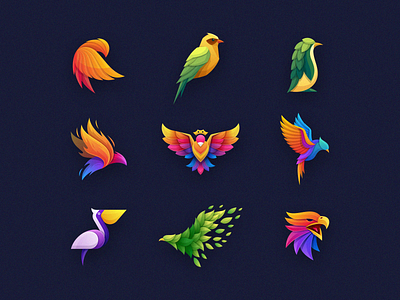 Bird Colorful Logo Collection 3d animal bird brand branding colorful colorfull designs gradient icon icon set logo logopack mark modern vector