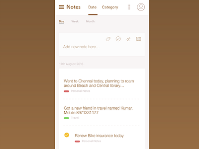 Notes:  design for Mobile app
