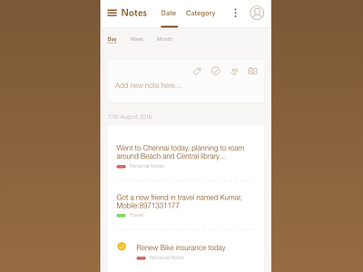 Notes: design for Mobile app