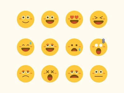 Simple emoji app cartoon character cute emoji emoticon face pack set simple sticker