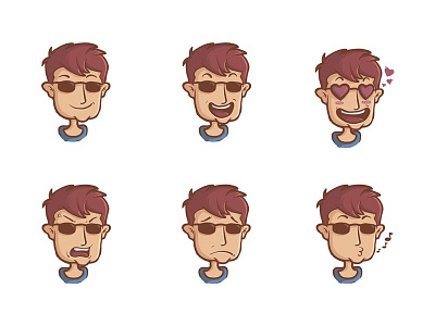 Makhi app cartoon character cool emoji emoticon face pack set sticker