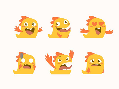 Chickensaurs app cartoon character cute emoji emoticon pack set sticker