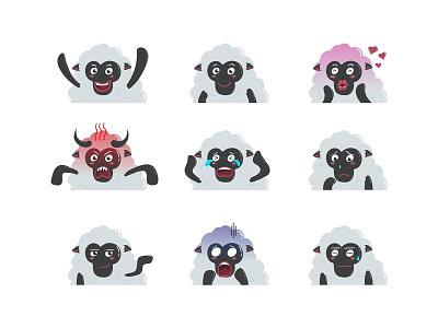 Sheepy app cartoon character cute doodle emoji emoticon pack rawrsome set sheep sticker