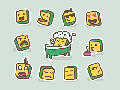 Spony app cartoon character cute emoji emoticon pack set sponge sticker