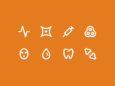 Icons by sections clinic cardiology clinic cosmetology gynecology icon neurology stomatology surgery urology vector web
