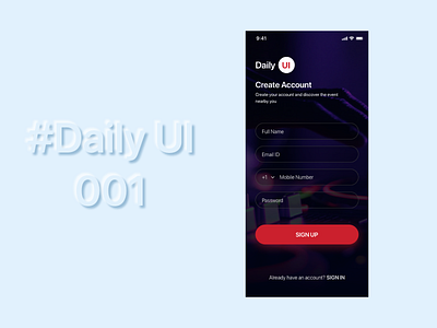 Daily UI Challenge #01: Sign Up create account daily challange daily ui daily ui 001 daily ui challange daily ui challenge dailylogochallenge dailyui dailyui 001 dailyuichallenge dark theme dark ui sign in sign up sign up page signup signup form signup page signup screen signupform