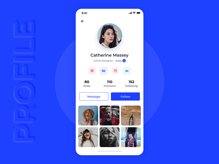 DailyUI Challenge #06: Social Profile by Sujata Kushwaha 🏀 on Dribbble
