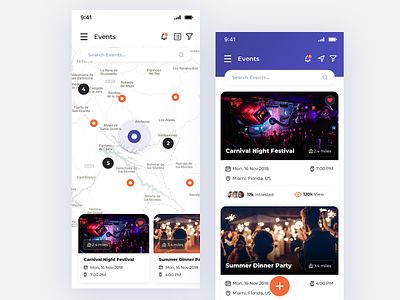 Event App app design event event app event ui event ui events ios design list view listing listing page live event liveevent map map screen map ui map view ui upcoming events ux