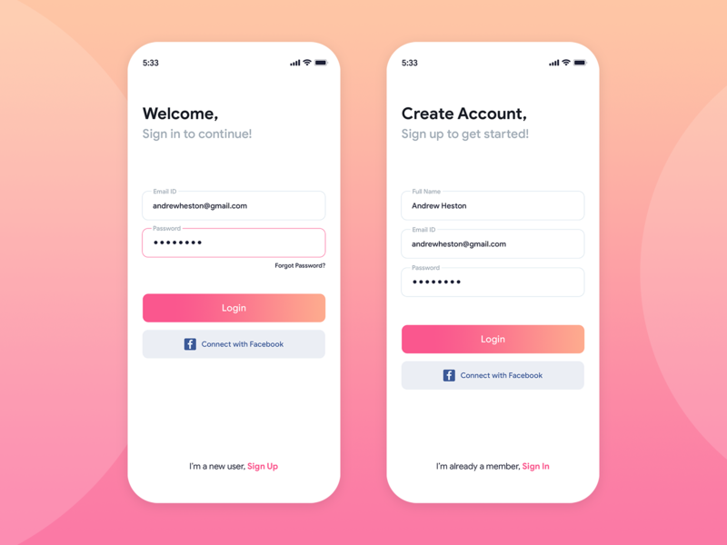 Onboarding- Login/Sign Up by Sujata Kushwaha on Dribbble